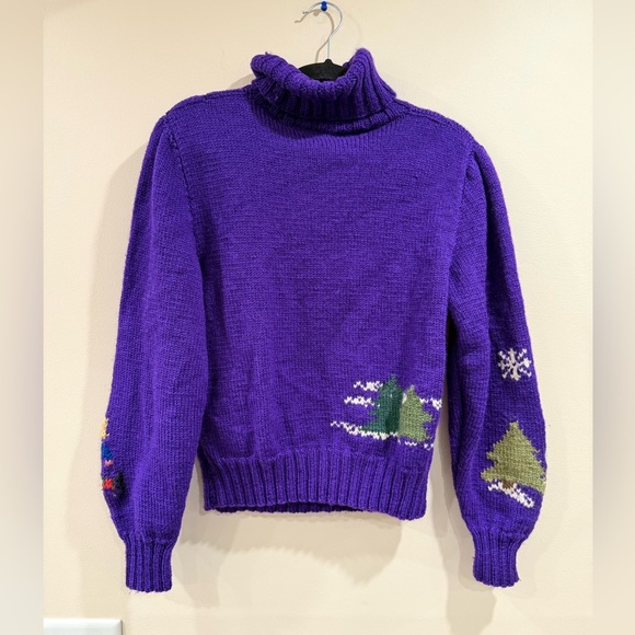 🔥Ralph Lauren Iconic Vintage Purple Turtleneck Sweater with Winter Scene🔥 - Picture 2 of 7